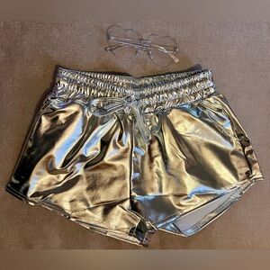 Kids Metallic Silver Shorts